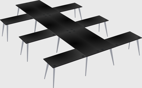 Shared l-shaped office desk system