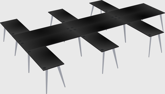 Shared l-shaped office desk system