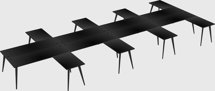 Shared l-shaped office desk system