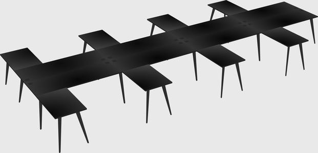Shared l-shaped office desk system
