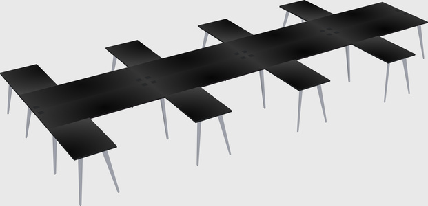 Shared l-shaped office desk system