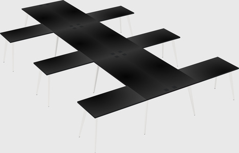 Shared l-shaped office desk system