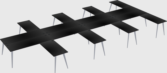 Shared l-shaped office desk system