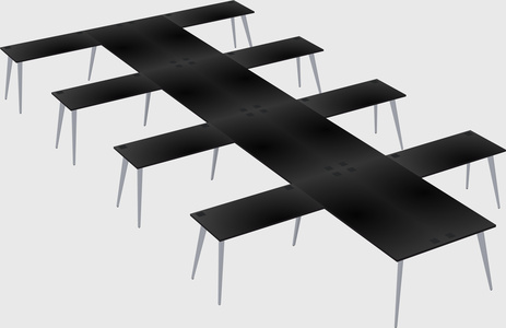 Shared l-shaped office desk system