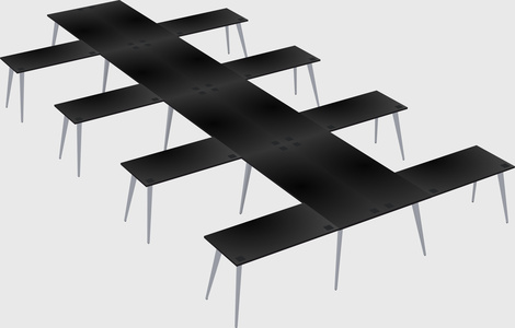 Shared l-shaped office desk system
