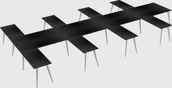 Shared l-shaped office desk system