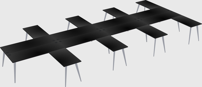 Shared l-shaped office desk system