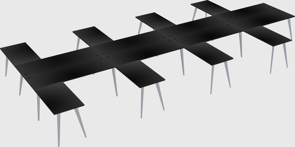 Shared l-shaped office desk system