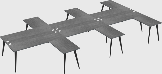 Shared l-shaped office desk system
