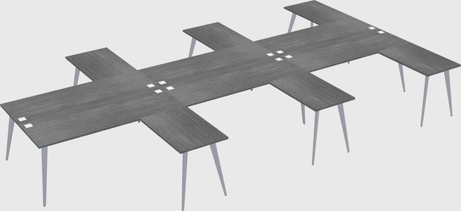 Shared l-shaped office desk system