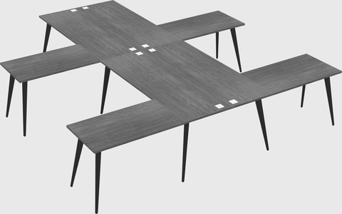 Shared l-shaped office desk system
