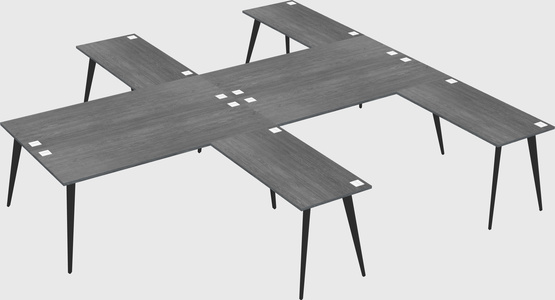 Shared l-shaped office desk system