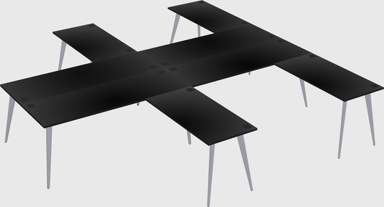 Shared l-shaped office desk system