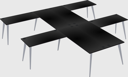Shared l-shaped office desk system