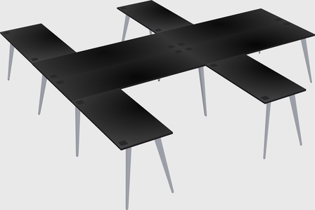 Shared l-shaped office desk system