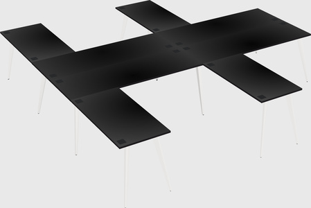 Shared l-shaped office desk system