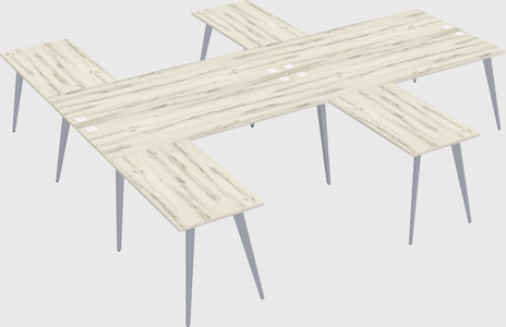 Shared l-shaped office desk system