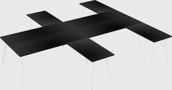 Shared l-shaped office desk system