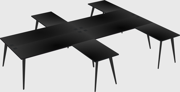 Shared l-shaped office desk system