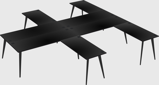 Shared l-shaped office desk system