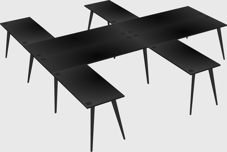 Shared l-shaped office desk system