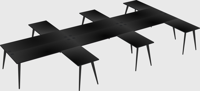 Shared l-shaped office desk system