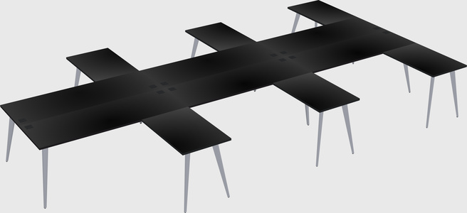 Shared l-shaped office desk system
