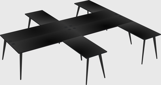 Shared l-shaped office desk system