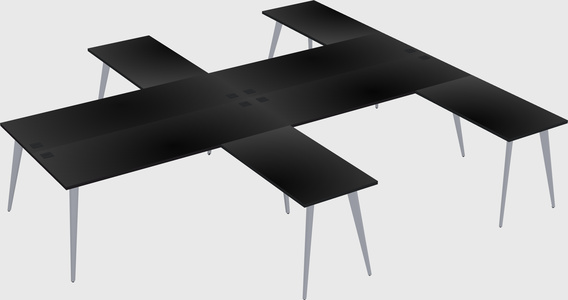 Shared l-shaped office desk system