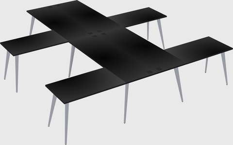 Shared l-shaped office desk system