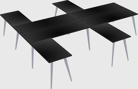 Shared l-shaped office desk system