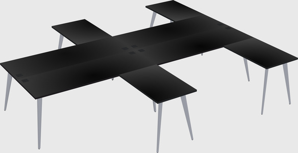 Shared l-shaped office desk system