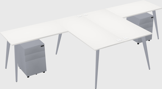Shared l-shaped office desk system