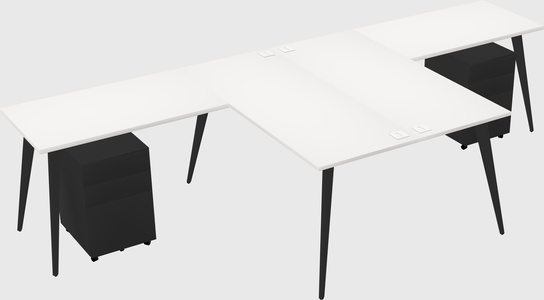 Shared l-shaped office desk system
