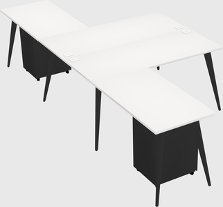 Shared l-shaped office desk system