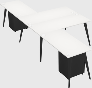 Shared l-shaped office desk system