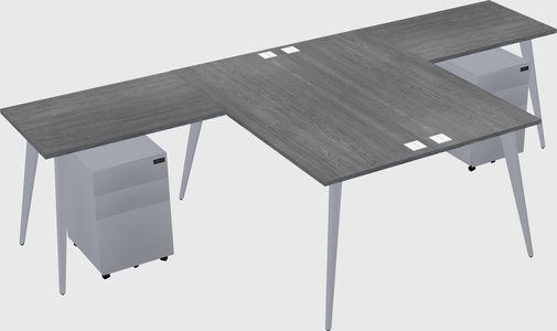Shared l-shaped office desk system