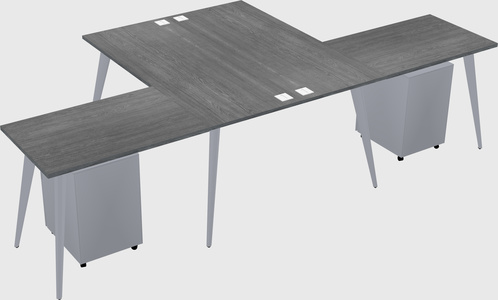 Shared l-shaped office desk system