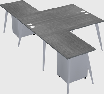 Shared l-shaped office desk system