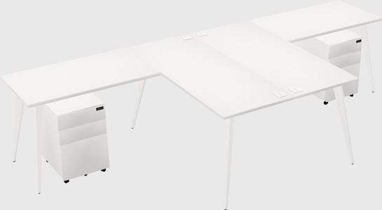 Shared l-shaped office desk system