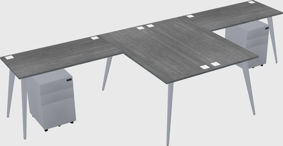Shared l-shaped office desk system