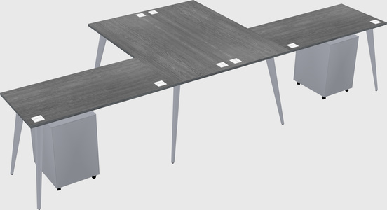 Shared l-shaped office desk system