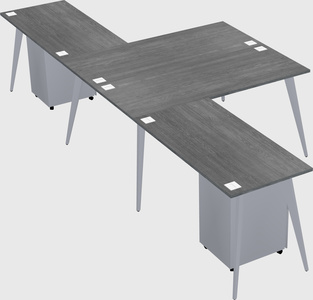 Shared l-shaped office desk system