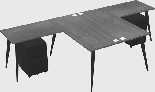 Shared l-shaped office desk system