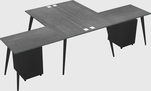 Shared l-shaped office desk system