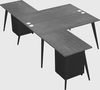 Shared l-shaped office desk system