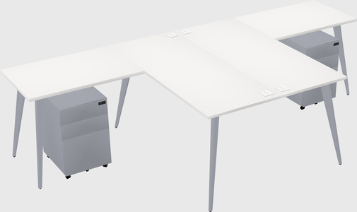 Shared l-shaped office desk system