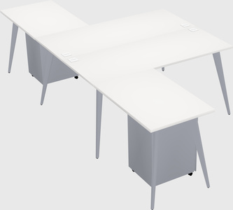 Shared l-shaped office desk system