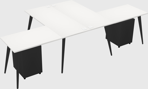 Shared l-shaped office desk system