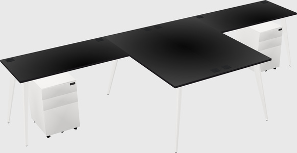 Shared l-shaped office desk system